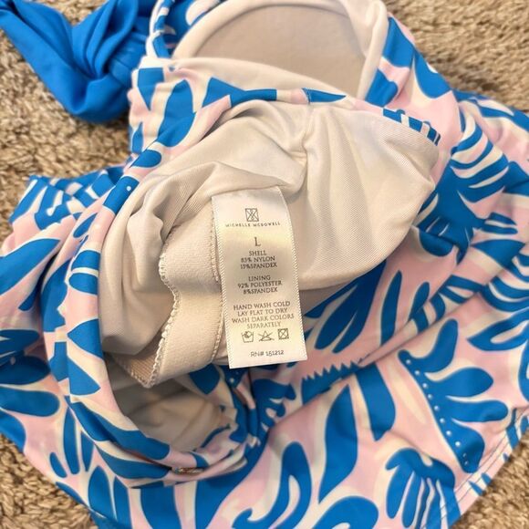 Michelle Mcdowell Women’s Floral Blue Mia One Shoulder One Piece Swimsuit Large - Picture 3 of 5